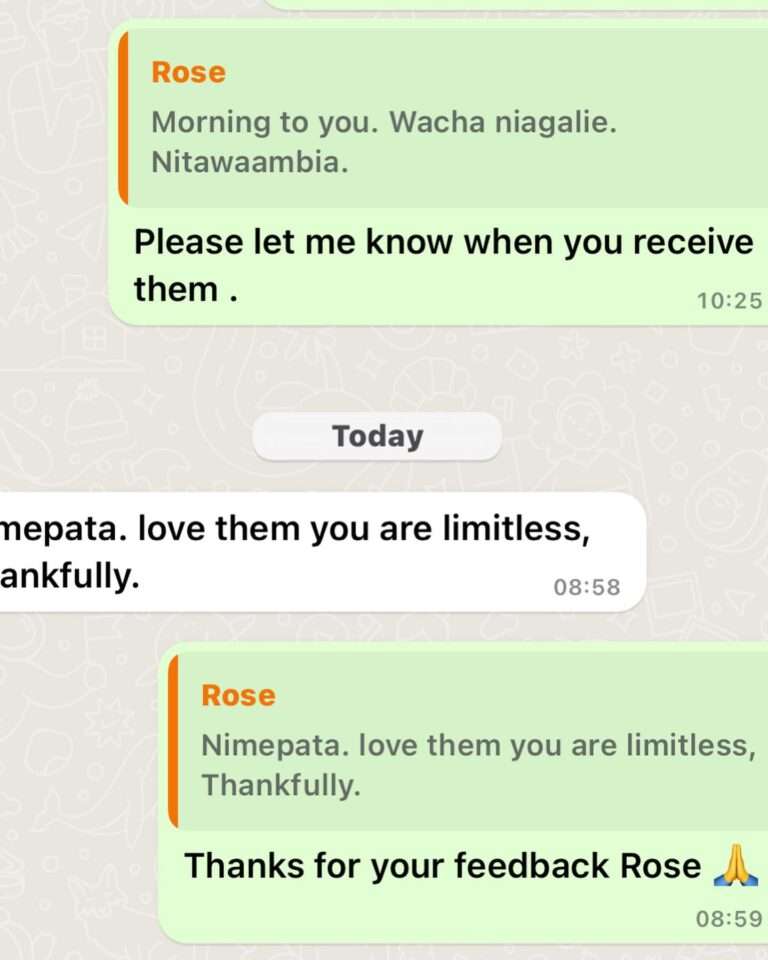 Customer testimonial screenshots showing positive feedback and client satisfaction for curtain installation services in Nairobi.