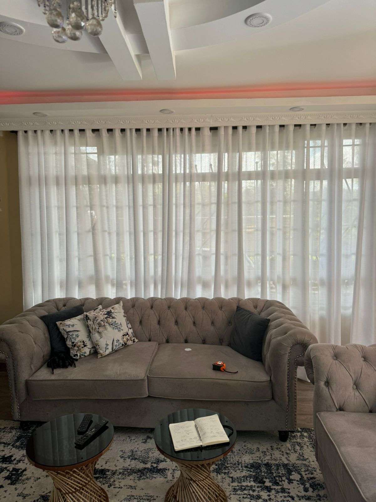Elegant voile sheer curtains for sale in Nairobi showroom