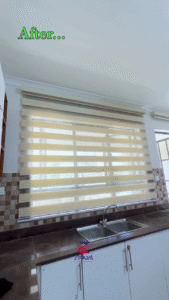 Elegant window blinds treatments enhancing natural light in a modern living room